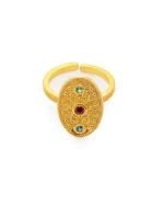 Δαχτυλίδι ασημένιο-επιχρυσωμένο Βυζαντινού στύλ με ζιργκόν