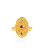 Δαχτυλίδι ασημένιο-επιχρυσωμένο Βυζαντινού στύλ με ζιργκόν - Image 2