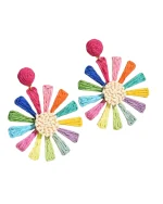 Σκουλαρίκια απο ψάθινο νήμα boho