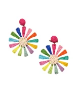 Σκουλαρίκια απο ψάθινο νήμα boho - Image 2