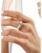 Δαχτυλίδι διπλό απο κεραμικό και ατσάλι με κρύσταλλα - Image 2