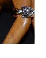 Δαχτυλίδι ασημένιο μέ χρυσό 14Κ καί ζιρκόν vintage - Image 2