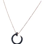 Κολιέ-μενταγιόν ασημένιο-επιχρυσωμένο με μαύρα ζιρκόν