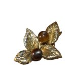 Μενταγιόν επιχρυσωμένο μέ μάτι τίγρεως σέ σχήμα λουλουδιού vintage