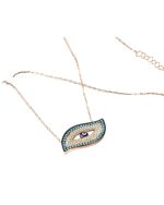 Μενταγιόν ματάκι ασημένιο χειροποίητο μέ τυρκουάζ και ζιρκόν - Image 2