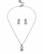 Μενταγιόν ασημένιο με ζιρκόν μονόπετρο σέτ με τα σκουλαρίκια του