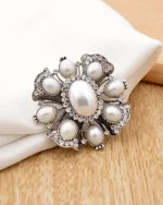 Καρφίτσα σε ρετρό στύλ με πέρλες και κρύσταλλα - Image 2