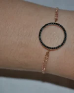 Βραχιόλι ασημένιο-επιχρυσωμένο με μαύρα ζιρκόν - Image 3