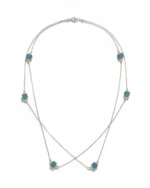 Κολιέ ασημένιο μέ κύβους με τυρκουάζ ζιρκονάκια