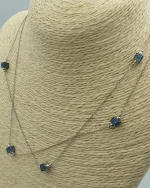 Κολιέ ασημένιο μέ κύβους με τυρκουάζ ζιρκονάκια - Image 3