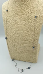 Κολιέ ασημένιο μέ κύβους με τυρκουάζ ζιρκονάκια - Image 4