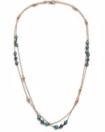 Κολιέ ασημένιο-επιχρυσωμένο με τυρκουάζ και όνυχα