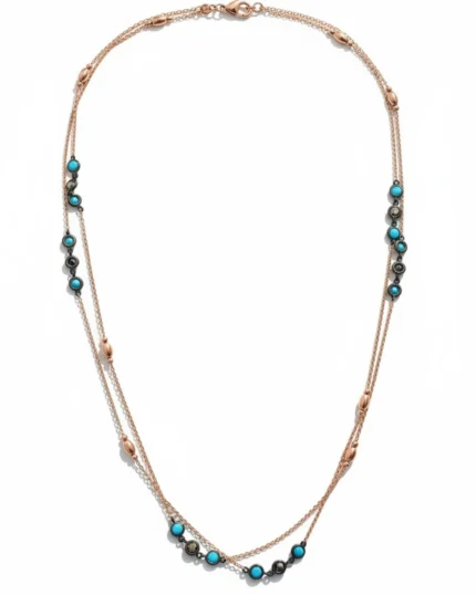 Κολιέ ασημένιο-επιχρυσωμένο με τυρκουάζ και όνυχα