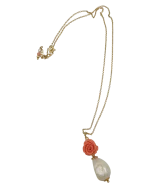 Κολιέ-μενταγιόν χειροποίητο ασημένιο-επιχρυσωμένο με μαργαριτάρι - Image 2