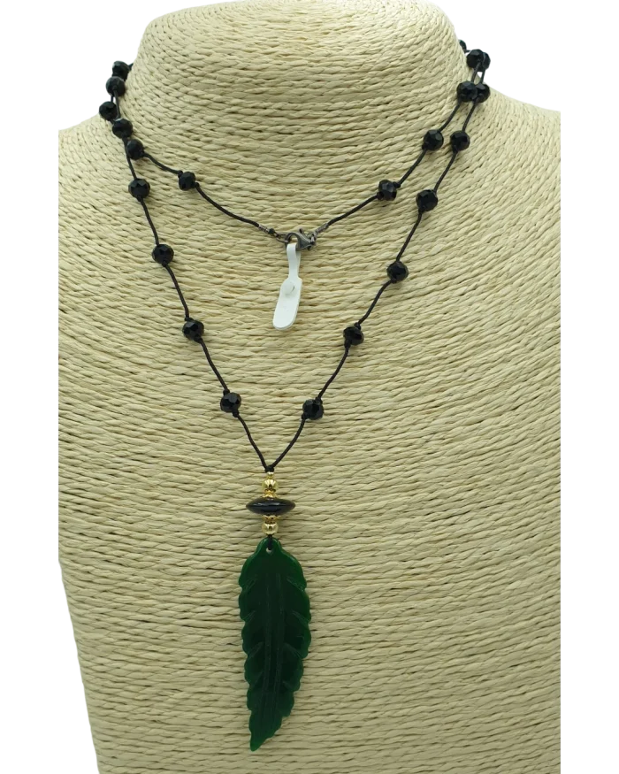 Κολιέ χειροποίητο με jade και όνυχα - Image 4