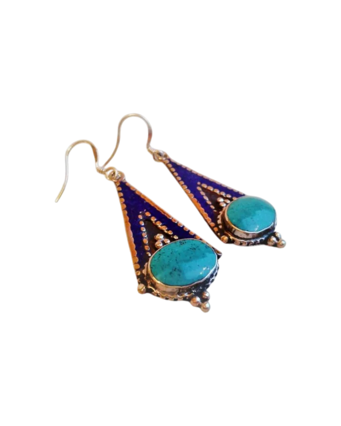 Σκουλαρίκια χειροποίητα επάργυρα ethnic-boho Nepal - Image 2