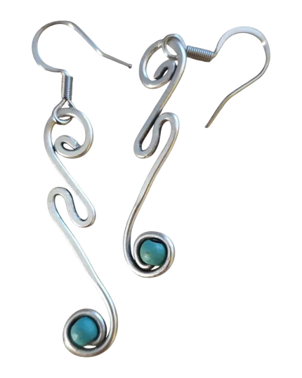 Σκουλαρίκια χειροποίητα επάργυρα με τυρκουάζ