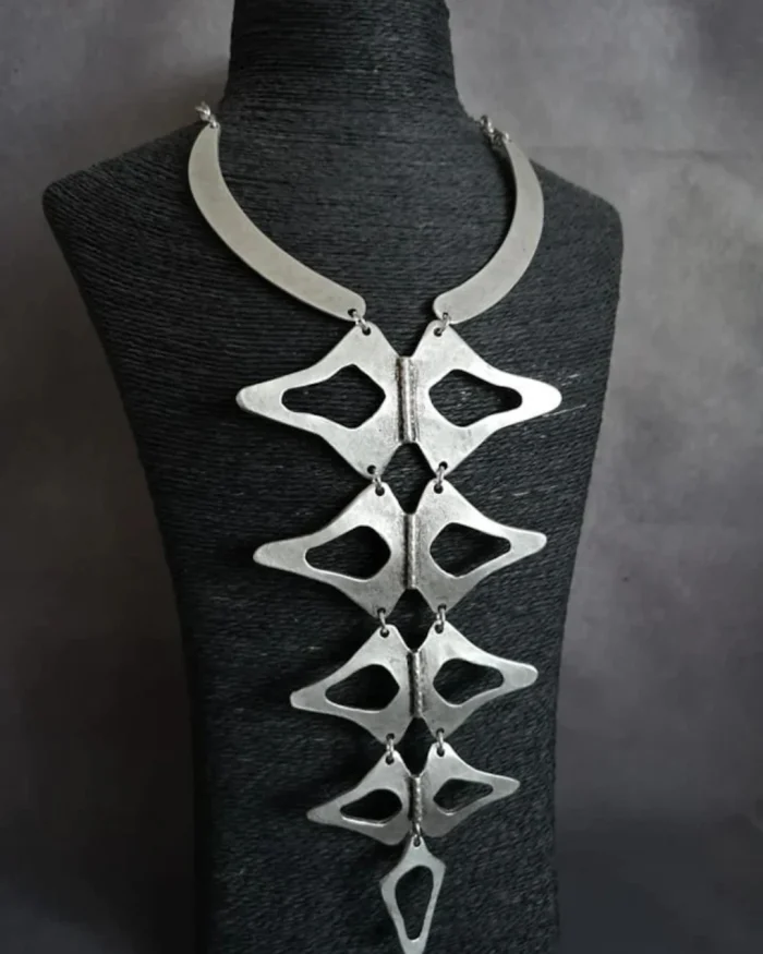 Κολιέ χειροποίητο επάργυρο ethnic statement- boho – tribal - Image 3