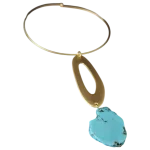 Κολιέ choker χειροποίητο επιχρυσωμένο 14Κ με τυρκουάζ boho
