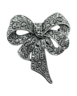 Καρφίτσα σε στύλ ρετρό με μαύρα κρύσταλλα “φιόγκος”