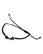 Βραχιόλι χειροποίητο μακραμέ με ασημένια αστέρια με ζιρκόν