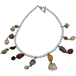 Κολιέ χειροποίητο με πέρλες και ημιπολύτιμες πέτρες