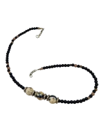 Κολιέ χειροποίητο με γυάλινες χάνδρες και κεραμικές πέτρες - Image 2