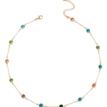 Κολιέ σε χρυσαφί ατσάλι με χρωματιστά κρύσταλλα