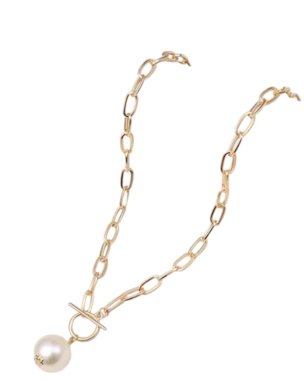 Κολιέ – αλυσίδα με κρεμαστή πέρλα faux