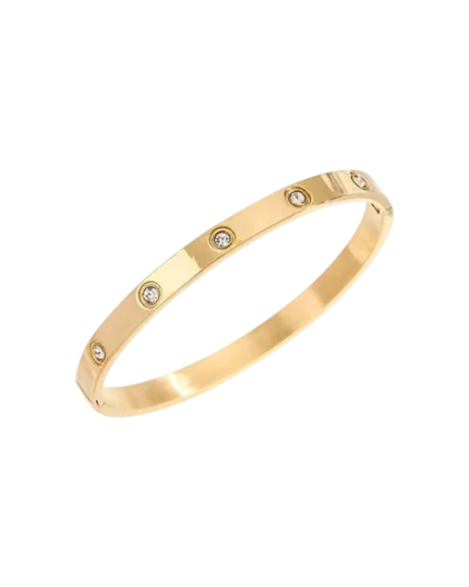 Βραχιόλι χειροπέδα ατσάλινο με κρύσταλλα