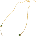 Κολιέ απο ανοξείδωτο ατσάλι με πράσινα κρύσταλλα