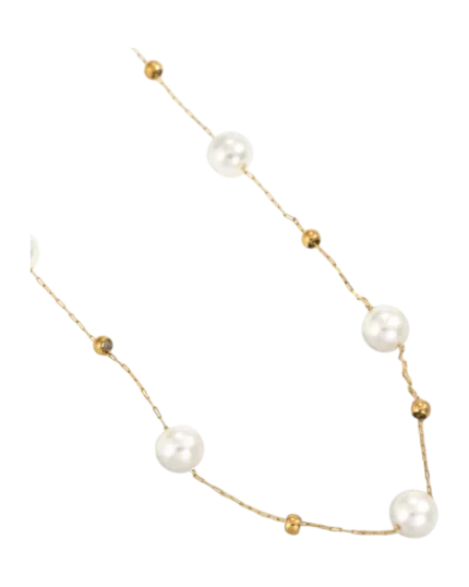 Κολιέ απο ατσάλι με περλίτσες