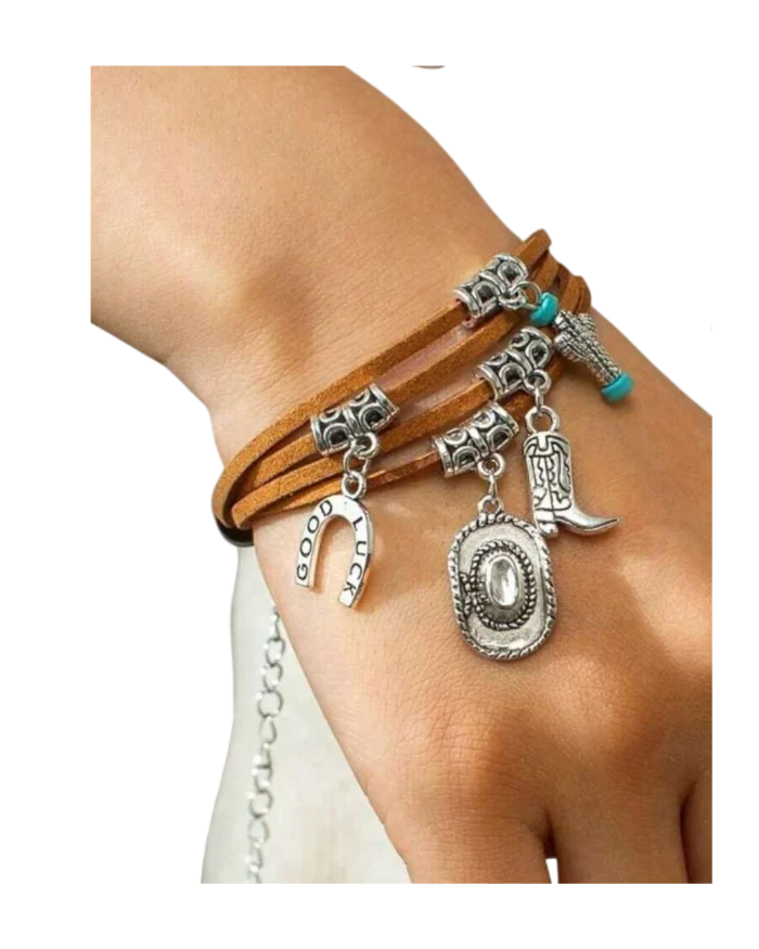 Βραχιόλι δερμάτινο ethnic boho - Image 4