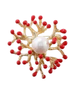 Καρφίτσα σε στύλ ρετρό με πέρλα και σμάλτο