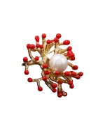 Καρφίτσα σε στύλ ρετρό με πέρλα και σμάλτο - Image 2