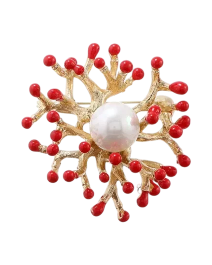 Καρφίτσα σε στύλ ρετρό με πέρλα και σμάλτο