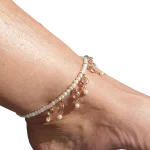 Βραχιόλι ποδιού με περλίτσες και κρύσταλλα stretch