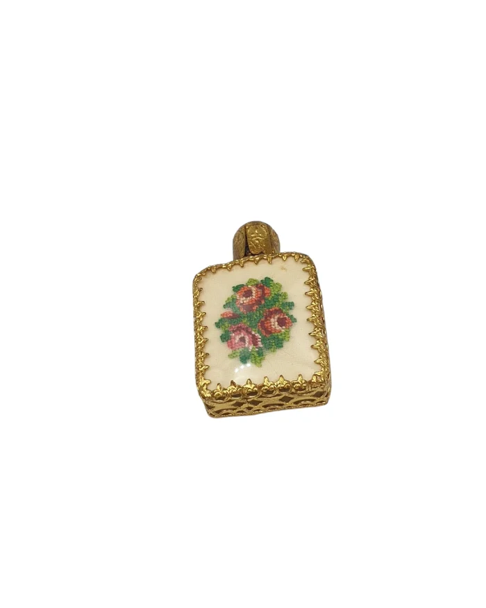Μπουκαλάκι αρώματος Αυστρίας με κέντημα petit point filigree vintage - Image 4