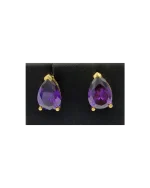 Σκουλαρίκια ασημένια-επιχρυσωμένα με αμέθυστο - Image 2
