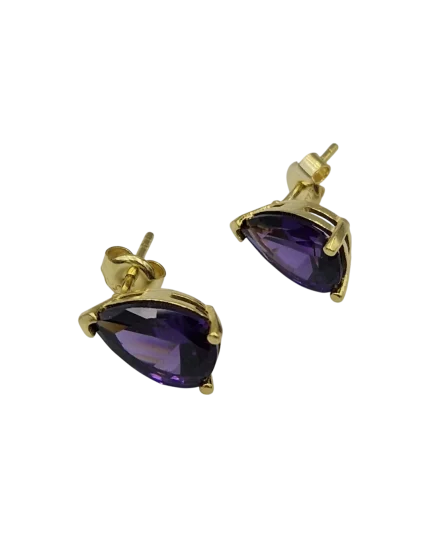 Σκουλαρίκια ασημένια-επιχρυσωμένα με αμέθυστο