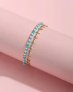 Βραχιόλι-αλυσίδα ποδιού διπλή ethnic boho - Image 2