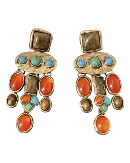 Σκουλαρίκια σφυρήλατα με χρωματιστές πέτρες