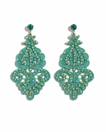 Σκουλαρίκια χειροποίητα με δαντέλα και χάνδρες boho