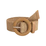 Ζώνη απο PU ψάθα σε μπέζ χρώμα