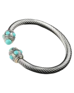 Βραχιόλι χειροπέδα ατσάλινη με τυρκουάζ