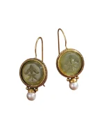 Σκουλαρίκια σε στύλ ρετρό με περλίτσες - Image 2