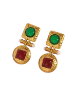 Σκουλαρίκια σφυρήλατα με χρωματιστές πέτρες