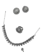 Κολιέ σετ με δαχτυλίδι, σκουλαρίκια και σκουλαρίκι μύτης ethnic boho Indian - Image 3