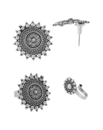 Κολιέ σετ με δαχτυλίδι, σκουλαρίκια και σκουλαρίκι μύτης ethnic boho Indian - Image 4