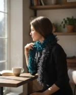 Φουλάρι χειροποίητο πλεκτό δίχρωμο - Image 4